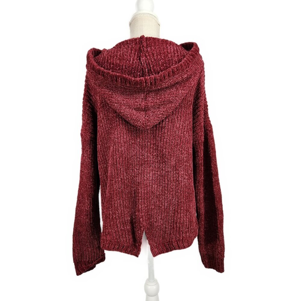NWT American Rag Hooded Sweater Women's XL Burgundy Maroon Soft Cozy Chenille - Picture 2 of 8